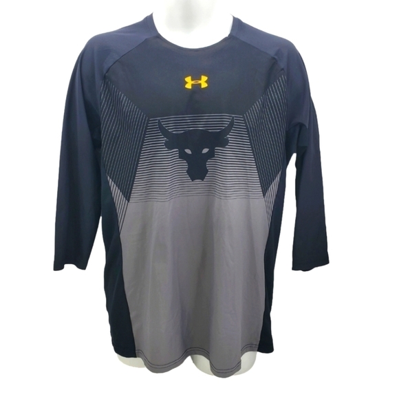 Under Armour HeatGear Project Rock Shirt Mens L Chase Greatness 3/4 Sleeve - Picture 1 of 6